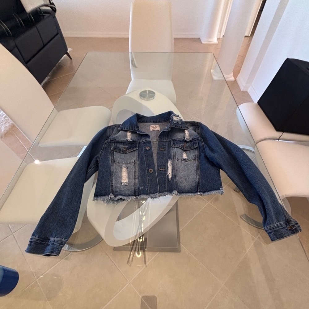 Distressed Denim Cropped Jacket